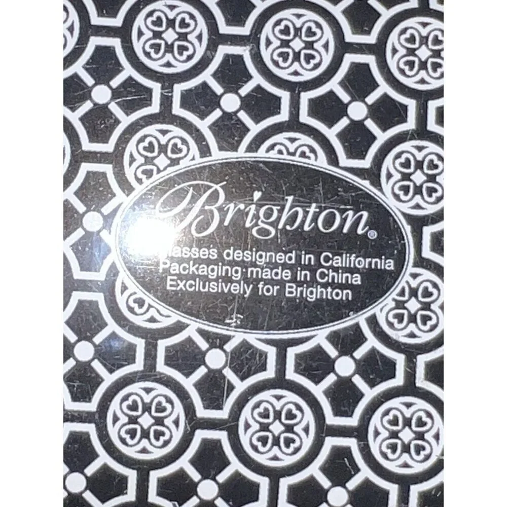 BRIGHTON Tin Metal Sunglasses Black and White Case Top Flip